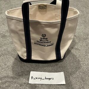 L.L. Bean Boat And & Tote Navy Natural Canvas Medium Made in USA 11" h x. 16.5